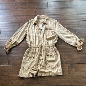 Anthropologie Tan Utility Romper